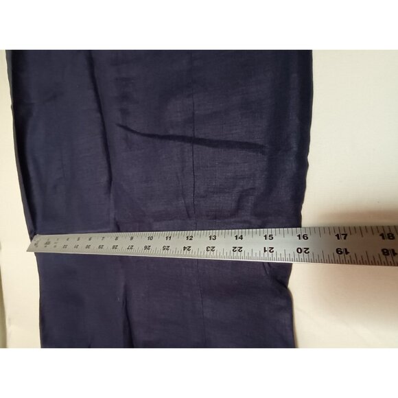 August Silk Womens  Sleeveless 100% Linen Dress Size 6 Navy Blue Back Zip Career - Picture 6 of 8